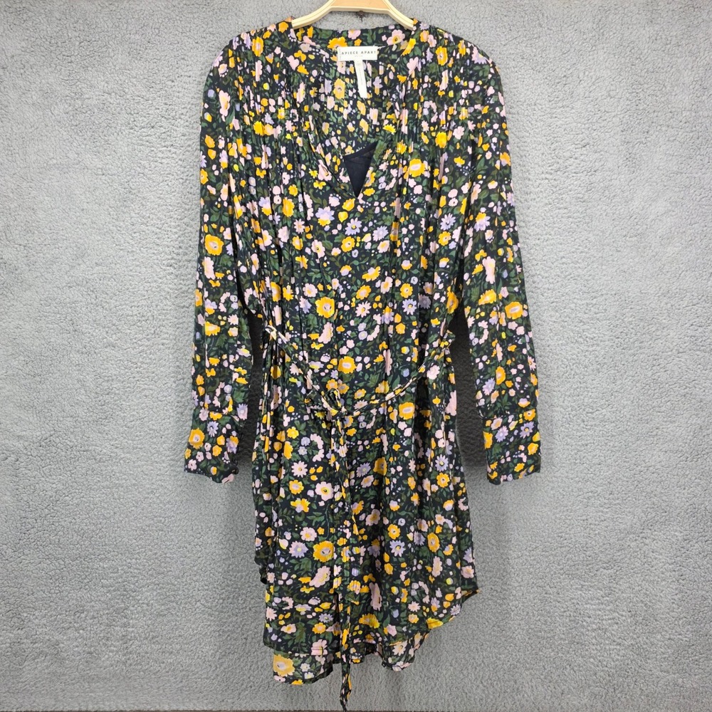 APIECE APART Floral Print Long Sleeve Tie‎ Waist Knee Length Dress Women Size 6